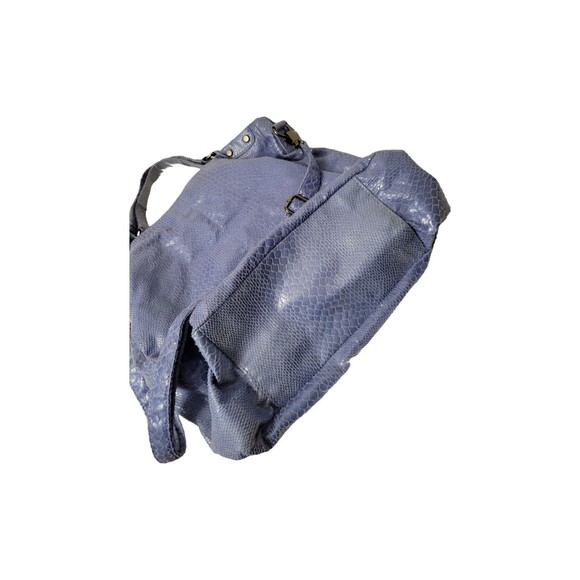 Kenneth Cole Reaction Snakeskin Bag Blue Medium Double Handle Silver Hardware - Picture 6 of 6